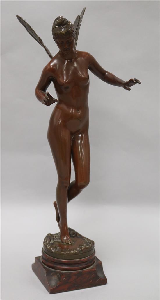 After Jean Garnier (French 1853-1910), a bronze figure of Psyche, H 48cm (to wing tip)